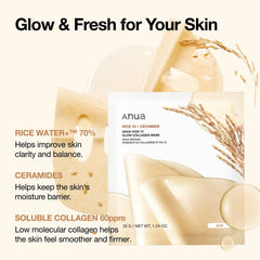 Anua Rice 70 Glow Collagen Mask 38g X 4ea